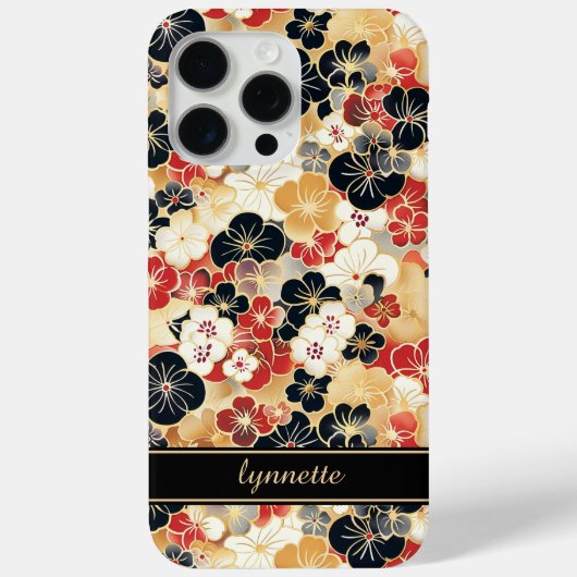 Coques Case-Mate iPhone Japanese Gold Floral Pattern Monogrammed (Verso)