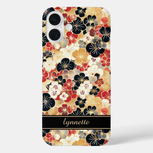 Coques Case-Mate iPhone Japanese Gold Floral Pattern Monogrammed (Verso)
