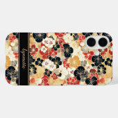 Coques Case-Mate iPhone Japanese Gold Floral Pattern Monogrammed (Verso (horizontal))