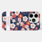 Coques Case-Mate iPhone Japanese Pink Floral Pattern Monogrammed (Verso (horizontal))