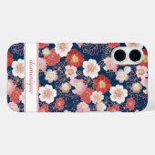 Coques Case-Mate iPhone Japanese Pink Floral Pattern Monogrammed (Verso (horizontal))