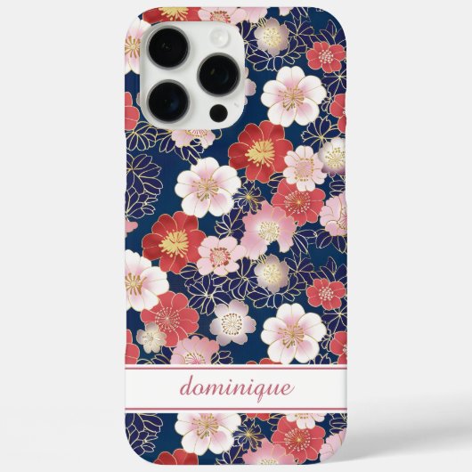 Coques Case-Mate iPhone Japanese Pink Floral Pattern Monogrammed (Verso)