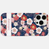 Coques Case-Mate iPhone Japanese Pink Floral Pattern Monogrammed (Verso (horizontal))