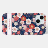 Coques Case-Mate iPhone Japanese Pink Floral Pattern Monogrammed (Verso (horizontal))
