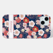 Coques Case-Mate iPhone Japanese Pink Floral Pattern Monogrammed (Verso (horizontal))