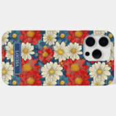 Coques Case-Mate iPhone Japanese Red Floral Pattern Monogrammed (Verso (horizontal))
