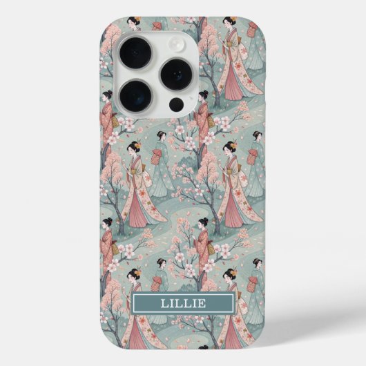 Coques Case-Mate iPhone Japanese Sakura Geisha Pattern Monogrammed (Verso)