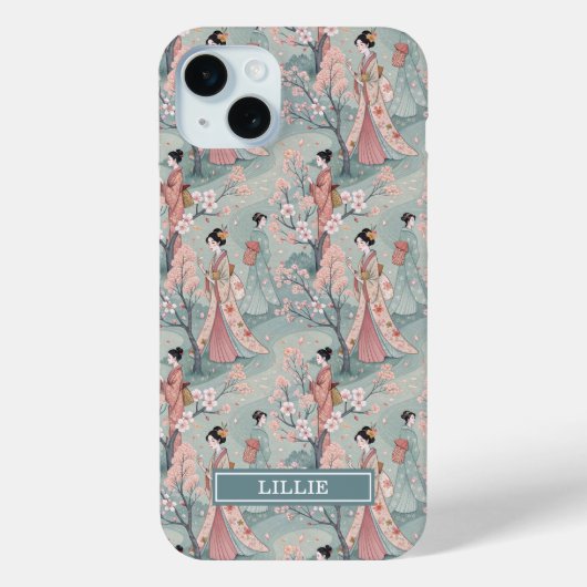 Coques Case-Mate iPhone Japanese Sakura Geisha Pattern Monogrammed (Verso)