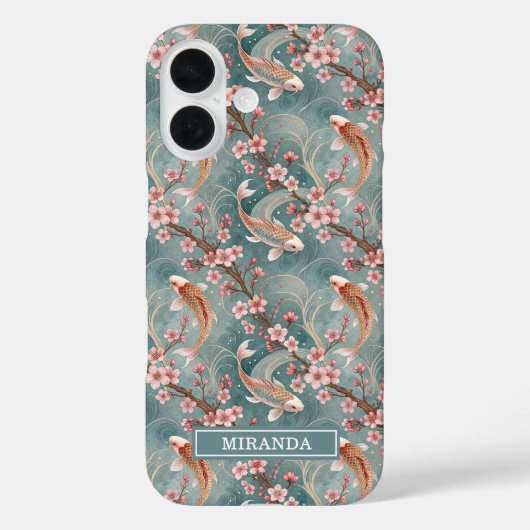 Coques Case-Mate iPhone Japanese Sakura Koi Fish Pattern Monogrammed (Verso)