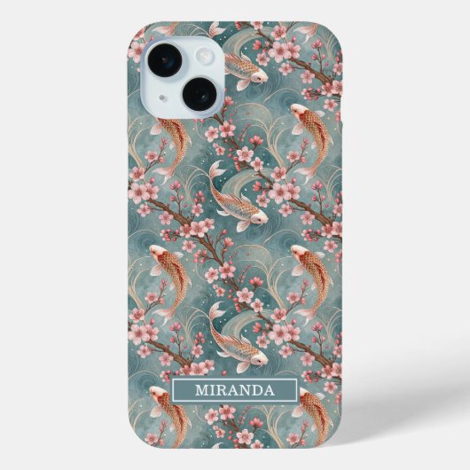 Coques Case-Mate iPhone Japanese Sakura Koi Fish Pattern Monogrammed (Verso)