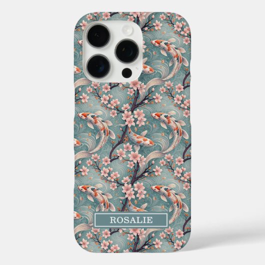 Coques Case-Mate iPhone Japanese Sakura Koi Fish Print Monogrammed (Verso)