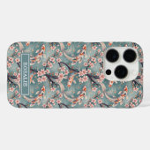 Coques Case-Mate iPhone Japanese Sakura Koi Fish Print Monogrammed (Verso (horizontal))