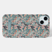 Coques Case-Mate iPhone Japanese Sakura Koi Fish Print Monogrammed (Verso (horizontal))