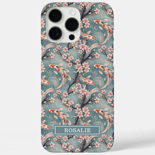 Coques Case-Mate iPhone Japanese Sakura Koi Fish Print Monogrammed (Verso)