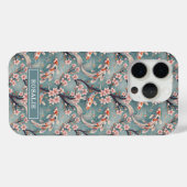 Coques Case-Mate iPhone Japanese Sakura Koi Fish Print Monogrammed (Verso (horizontal))