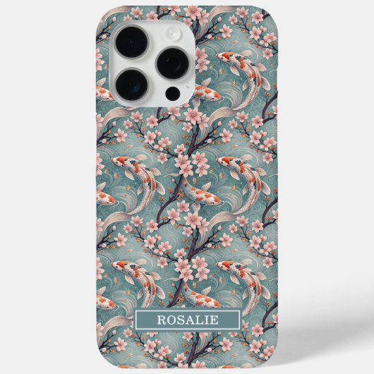 Coques Case-Mate iPhone Japanese Sakura Koi Fish Print Monogrammed Case- (Verso)
