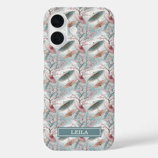Coques Case-Mate iPhone Japanese Sakura Umbrella Pattern Monogrammed (Verso)