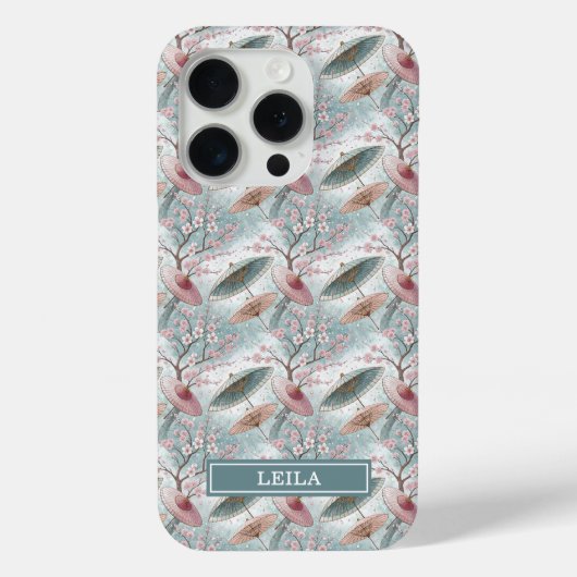 Coques Case-Mate iPhone Japanese Sakura Umbrella Pattern Monogrammed (Verso)