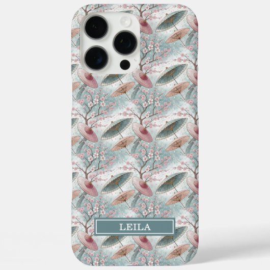 Coques Case-Mate iPhone Japanese Sakura Umbrella Pattern Monogrammed (Verso)