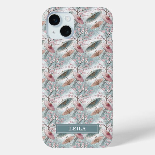 Coques Case-Mate iPhone Japanese Sakura Umbrella Pattern Monogrammed (Verso)