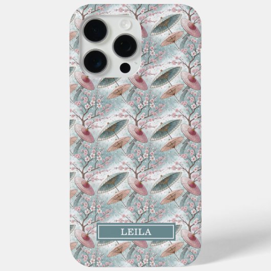 Coques Case-Mate iPhone Japanese Sakura Umbrella Pattern Monogrammed (Verso)