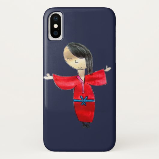 Coques Case-Mate iPhone Japanesecute poupée rouge kimono art mignon (Dos)