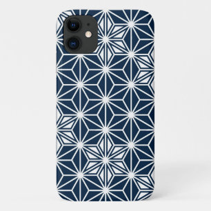 Coque iPhone 11 Japonais Asanoha motif - bleu marine