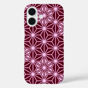 Coques iPhone 16 Japonais Asanoha motif - Bourgogne
