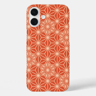 Coques iPhone 16 Plus Japonais Asanoha motif - corail orange