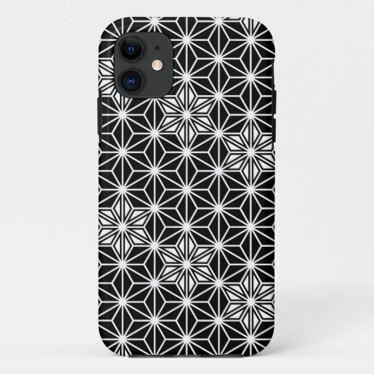 Coques Case-Mate iPhone Japonais Asanoha motif - noir et blanc (Dos)