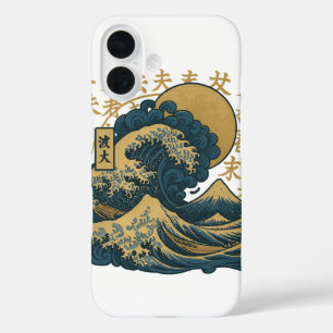 Coques iPhone 16 Japonais esthétique ondes océaniques couverture ip