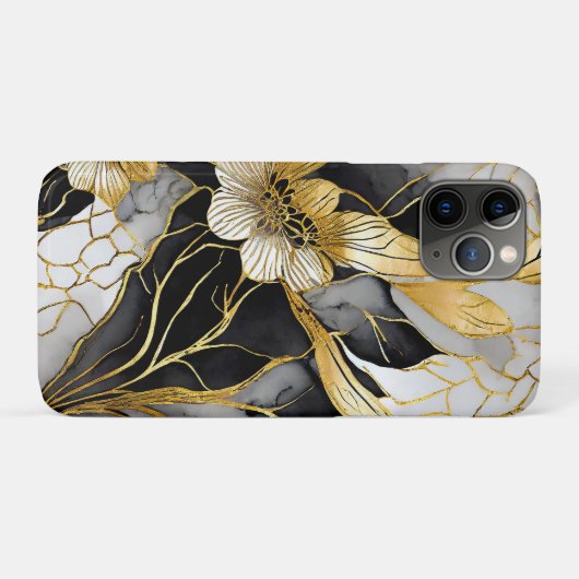 Coques Case-Mate iPhone Japonais Floral Black Gold (Dos (Horizontal))