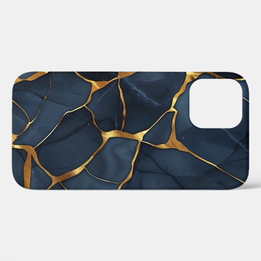Coques Case-Mate iPhone Japonais Kintsugi bleu foncé (Verso (horizontal))