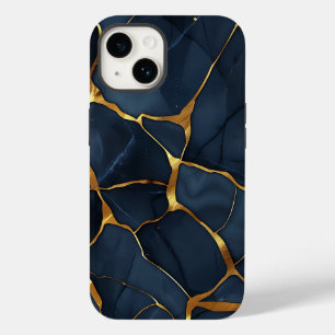 Coque Pour iPhone 14 Japonais Kintsugi bleu foncé