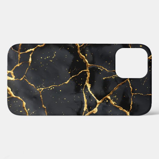 Coques Case-Mate iPhone Japonais Kintsugi Noir & Or (Verso (horizontal))