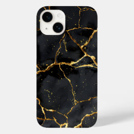 Coque Pour iPhone 14 Japonais Kintsugi Noir & Or