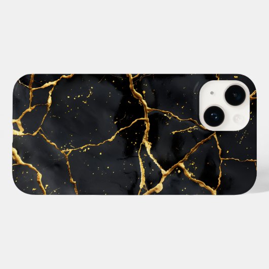 Coques Case-Mate iPhone Japonais Kintsugi Noir & Or (Verso (horizontal))