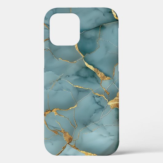 Coques Case-Mate iPhone Japonais Kintsugi Turquoise & Or (Verso)