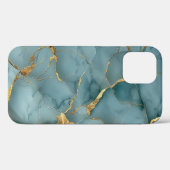 Coques Case-Mate iPhone Japonais Kintsugi Turquoise & Or (Verso (horizontal))