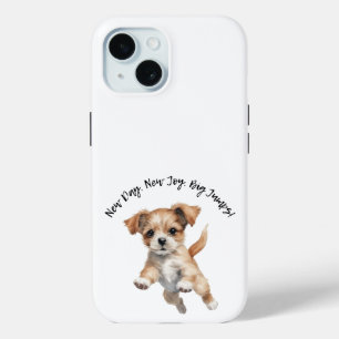 Coque Pour iPhone 15 Jappy Jumping Chig Art - New Day Positive Gift