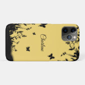 Coques Case-Mate iPhone Jardin à papillon jaune moutarde Nom personnel (Dos (Horizontal))