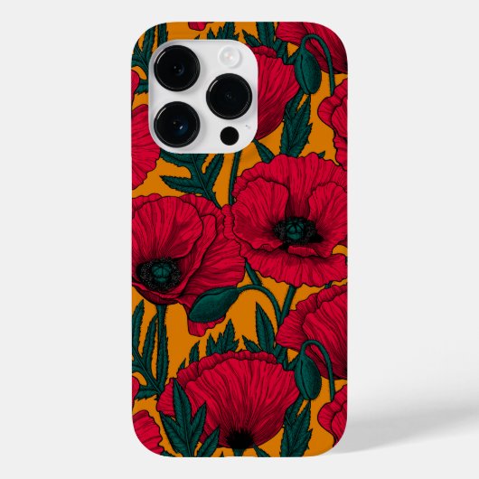 Coques Case-Mate iPhone Jardin aux coquelicots rouges (Verso)