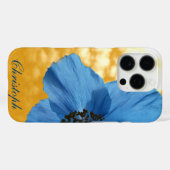 Coques Case-Mate iPhone Jardin bleu Populaire Fleur Ciel doré avec Monogra (Verso (horizontal))