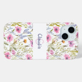 Coques Case-Mate iPhone Jardin Botanique de Fleurs Sauvages d'Été Monogram (Verso (horizontal))