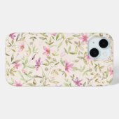 Coques Case-Mate iPhone Jardin Clematis aquarelle fleurie beige rose (Verso (horizontal))