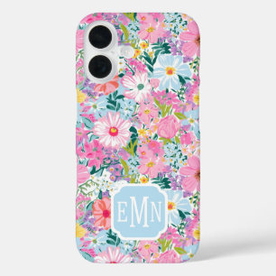 Coques iPhone 16 Jardin Coloré Moderne Monogrammé