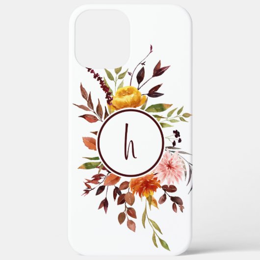 Coques Case-Mate iPhone Jardin d'automne Bourgogne Aquarelle Monogramme (Verso)