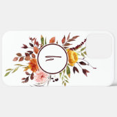Coques Case-Mate iPhone Jardin d'automne Bourgogne Aquarelle Monogramme (Retour (horizontal))