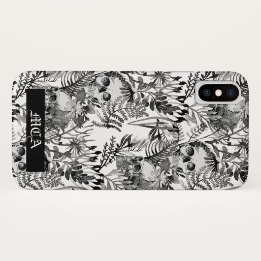 Coques Case-Mate iPhone Jardin de crâne d'aquarelle (Dos (Horizontal))