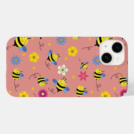 Coques Case-Mate iPhone Jardin de fleurs d'abeilles douces (Verso (horizontal))
